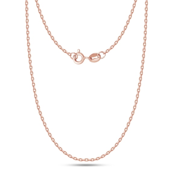 AFFY Cable Chain Necklace for Women and Men Italian Crafted 1.5mm Curb Chain 16 Inch 14K Rose Gold Over 925 Sterling Silver with Spring Ring Clasp