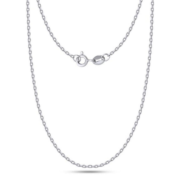 AFFY Cable Chain Necklace for Women and Men Italian Crafted 1.5mm Curb Chain 16 Inch 14K White Gold Over 925 Sterling Silver with Spring Ring Clasp
