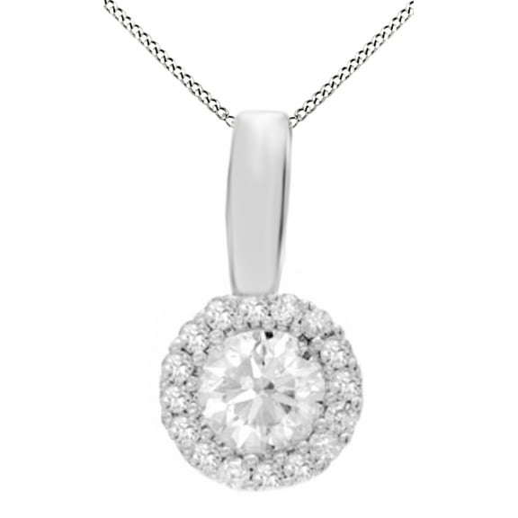 AFFY Canadian White Natural Diamond Frame Pendant Necklace in 14K Solid White Gold (3/8 Ct)