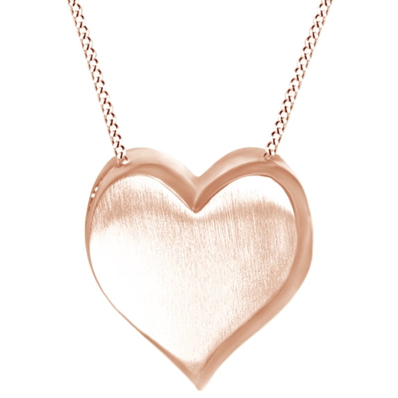 AFFY Charming Heart Pendant Necklace In 14K Rose Gold Over Sterling Silver
