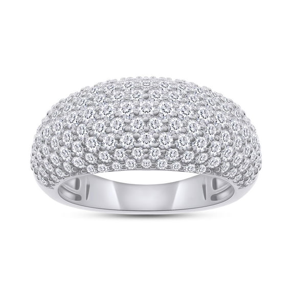 AFFY Chunky Dome Ring 1.65 Cttw Round Sparkling White Cubic Zirconia 9MM Width Pave Set Cluster Statement Ring For Men in 18K White Gold Plated Jewelry Gift for Him-8.5