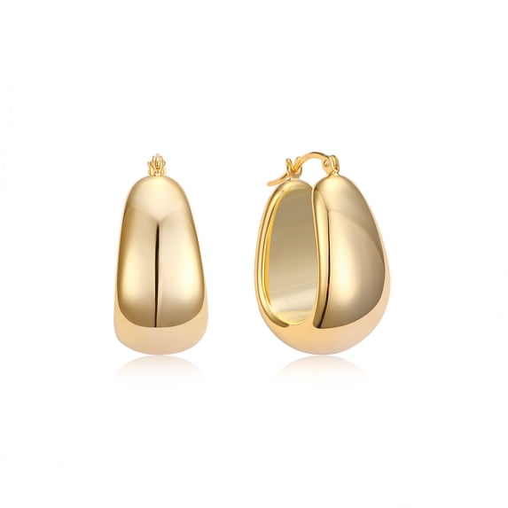 AFFY Chunky Gold Hoop Earrings for Women Huggie Hoops Earrings 14K Yellow Gold over Sterling Silver