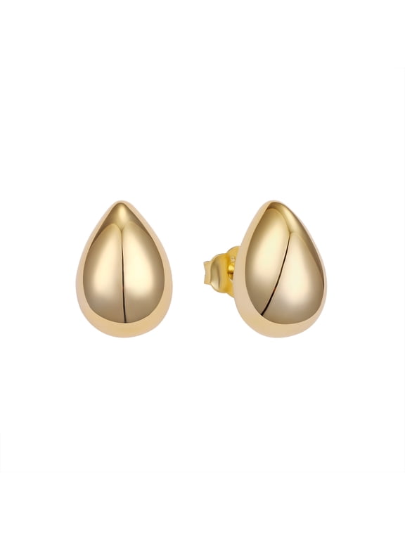 Chunky Teardrop Hoop Earrings Dupes for Women 14K Yellow Gold over 925 Sterling Silver Jewelry