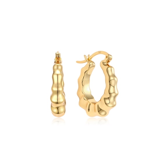 AFFY Chunky Twisted Hollow Hoop Earrings for Women | 14K Yellow Gold over 925 Sterling Silver Jewelry