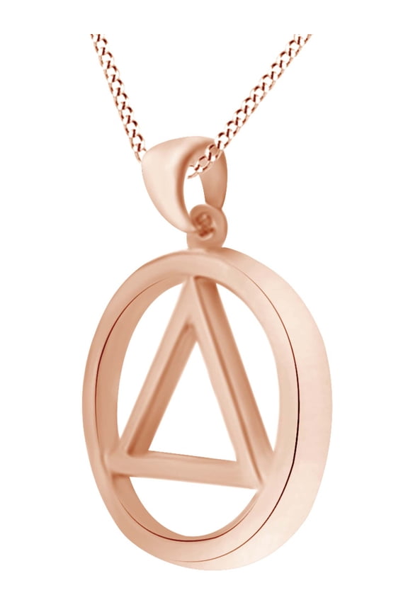 Circle Triangle Fashion Pendant Necklace In 14k Rose Gold