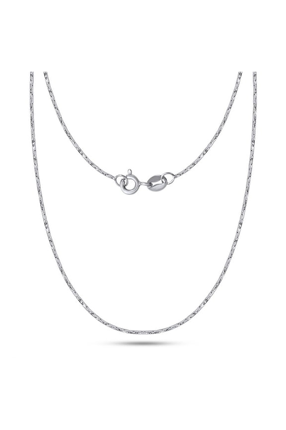 Cobra Chain Necklace for Women and Men Italian Crafted 0.70mm Twist Chain 18 Inch 14K White Gold Over 925 Sterling Silver with Spring Ring Clasp