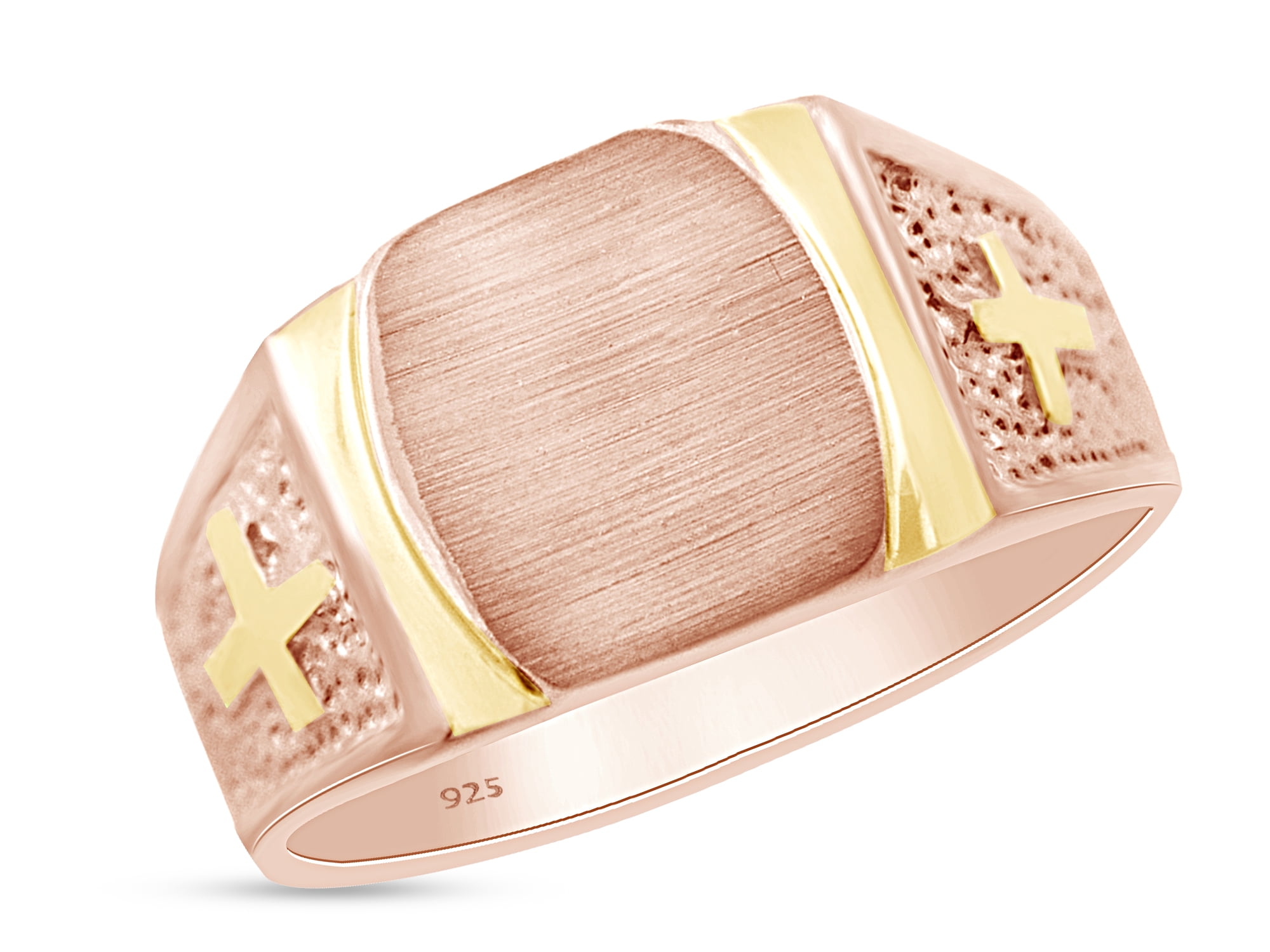 AFFY Cross Signet Ring Two Tone In 14K Rose Gold Over 925 Sterling ...