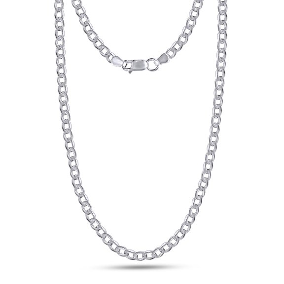 AFFY Cuban Link Chain Necklace for Men and Women Italian Crafted 3.75mm Curb Cuban Chain 16 Inch 14K White Gold Over 925 Sterling Silver with Lobster Claw Clasp