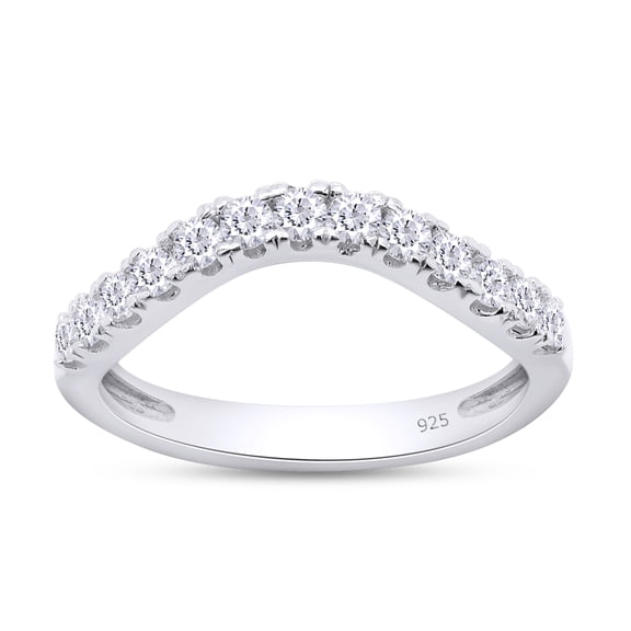 AFFY 0.33CT Moissanite Diamond Curved Wedding Band Ring for Women in 14K White Gold over Silver-10