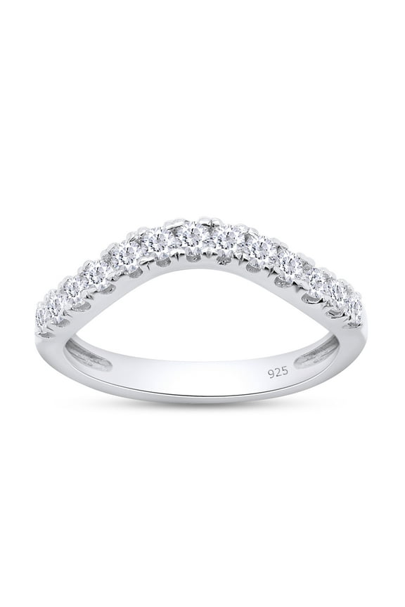 0.33CT Moissanite Diamond Curved Wedding Band Ring for Women in 14K White Gold over Silver-5