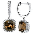 thumbnail image 1 of AFFY Cushion Cut Brown Cubic Zirconia With Accent Dangle Earrings In 14K Solid White Gold, 1 of 1