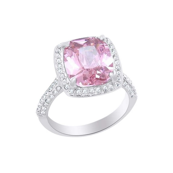 AFFY Cushion Simulated Tourmaline & White Cubic Zirconia Solitaire Ring In 925 Sterling Silver Ring Size-10