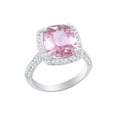 thumbnail image 1 of AFFY Cushion Simulated Tourmaline & White Cubic Zirconia Solitaire Ring In 925 Sterling Silver Ring Size-8, 1 of 1