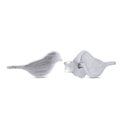 AFFY Cute Delicated Pair of Little DOVE Bird Stud Earrings In Gold White Over Sterling Silver
