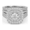 thumbnail image 1 of AFFY Double Halo Bridal Ring Set for Women Center 5mm Round Lab Created Moissanite Engagement Wedding Ring in 14K White Gold Over Sterling Silver Size-4.5, 1 of 6