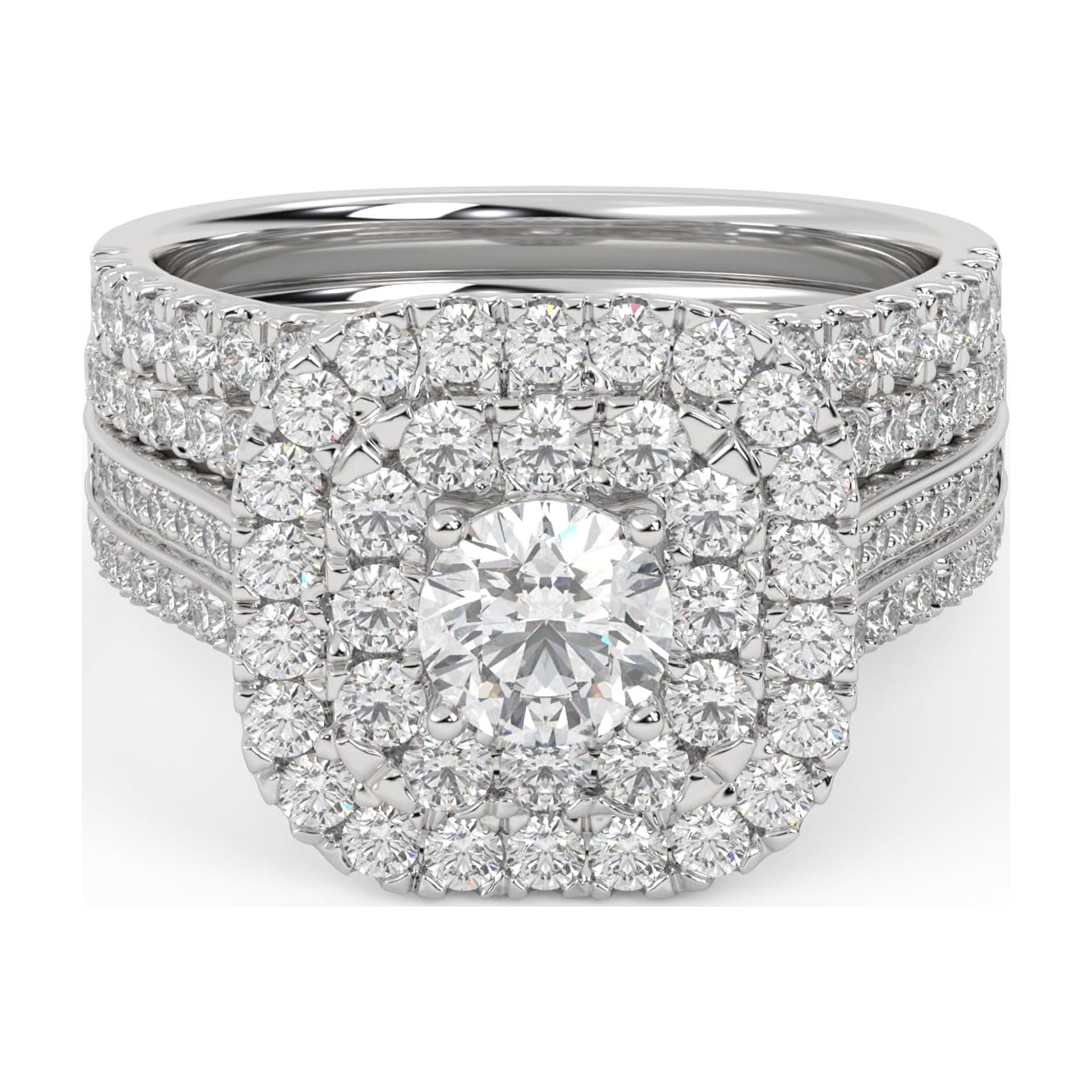 AFFY Double Halo Bridal Ring Set for Women Center 5mm Round Lab Created AFFY Double Halo Bridal Ring Set for Women Center 5mm Round Lab Created
