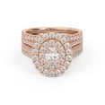 thumbnail image 1 of AFFY Double Halo Bridal Ring Set for Women Center 6X4mm Oval Cut Lab Created Moissanite Engagement Wedding Ring in 14K Rose Gold Over Sterling Silver Size-9.5, 1 of 6