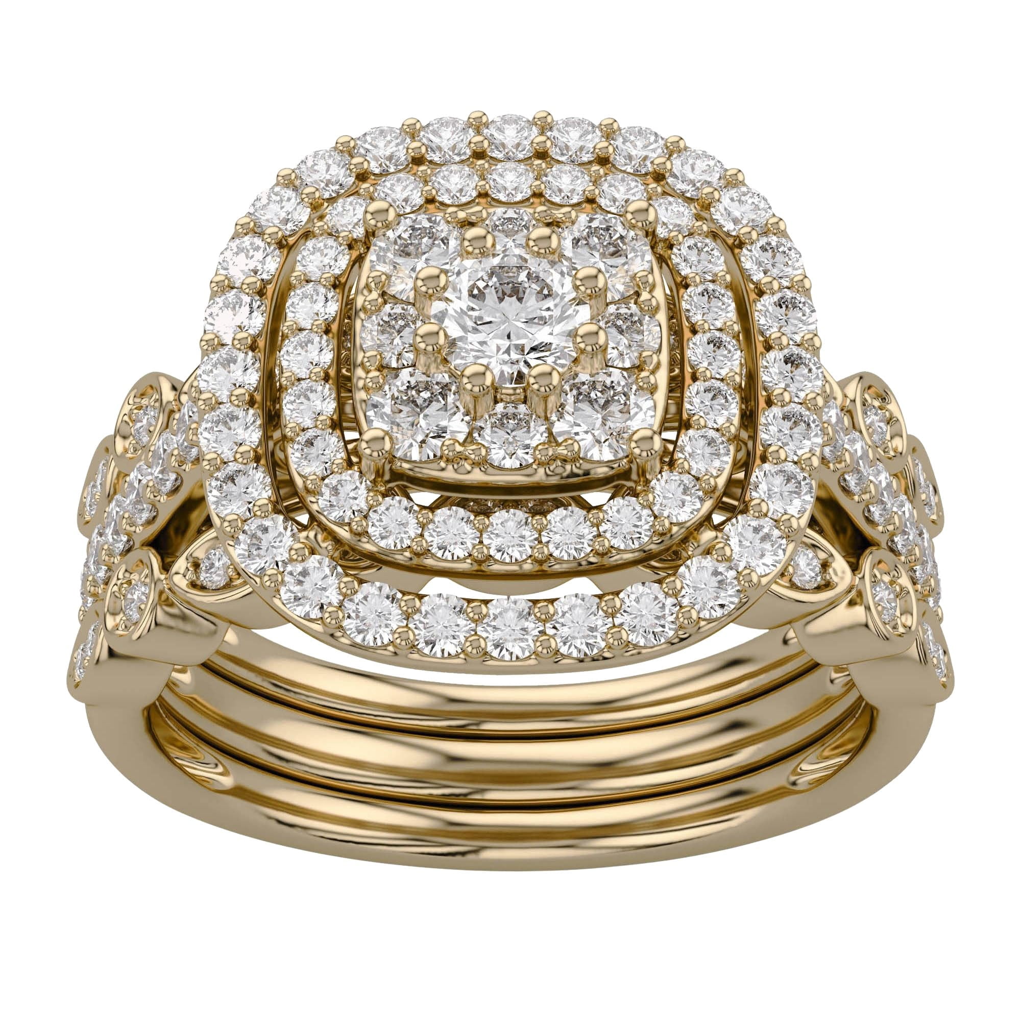 AFFY Double Halo Bridal Set Rings for Women, 0.95 Carat (ctw) Round Cut ...
