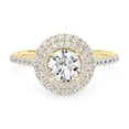 thumbnail image 1 of AFFY Double Halo Engagement Rings For Women, 0.80 Carat (ctw) Round Lab Created Moissanite Promise Ring For Her In 14k Yellow Gold Over Sterling Silver | VVS1 Quality Ring Size-4, 1 of 5