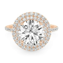 AFFY Double Halo Engagement Rings For Women, 2.60 Carat (ctw) Round Lab Created Moissanite Promise Ring For Her In 14k Rose Gold Over Sterling Silver | VVS1 Quality Ring Size-10