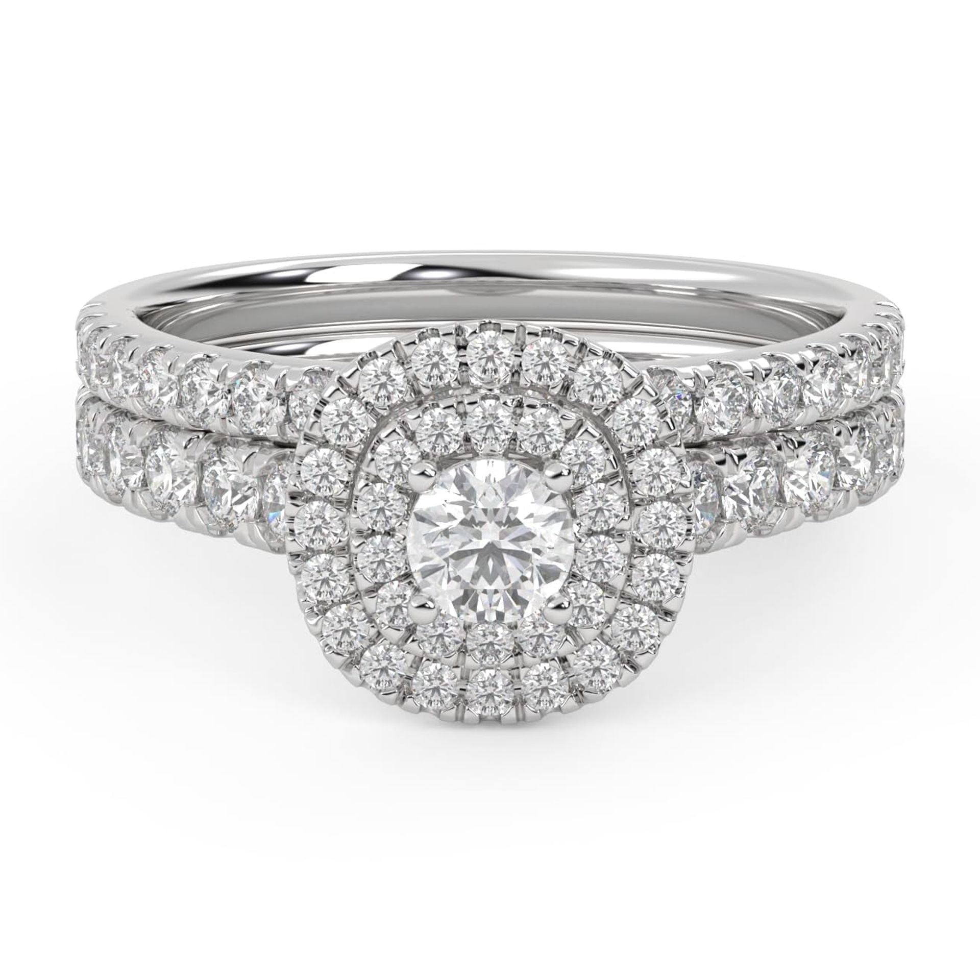 AFFY Double Halo Solitaire Bridal Ring Set for Women Center 3.5MM Round AFFY Double Halo Solitaire Bridal Ring Set for Women Center 3.5MM Round