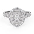 thumbnail image 1 of AFFY Double Halo Solitaire Engagement Ring for Women, IGI Certified 1.05 Carat (ctw) Oval And Round Lab Grown Diamond Ring In 14K Solid White Gold F-G, VS-SI Quality Ring Size-10, 1 of 6