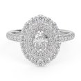 thumbnail image 1 of AFFY Double Halo Solitaire Engagement Rings for Women, Center 6x4MM Oval and Round Cut Lab Created Moissanite Ring In 14K Solid White Gold Size 9.5, 1 of 6