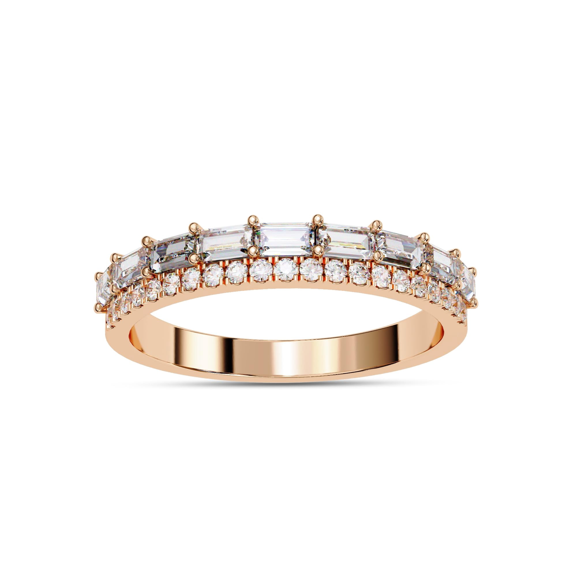 AFFY Double Row Half Eternity Wedding Band Rings for Women, Baguette ...