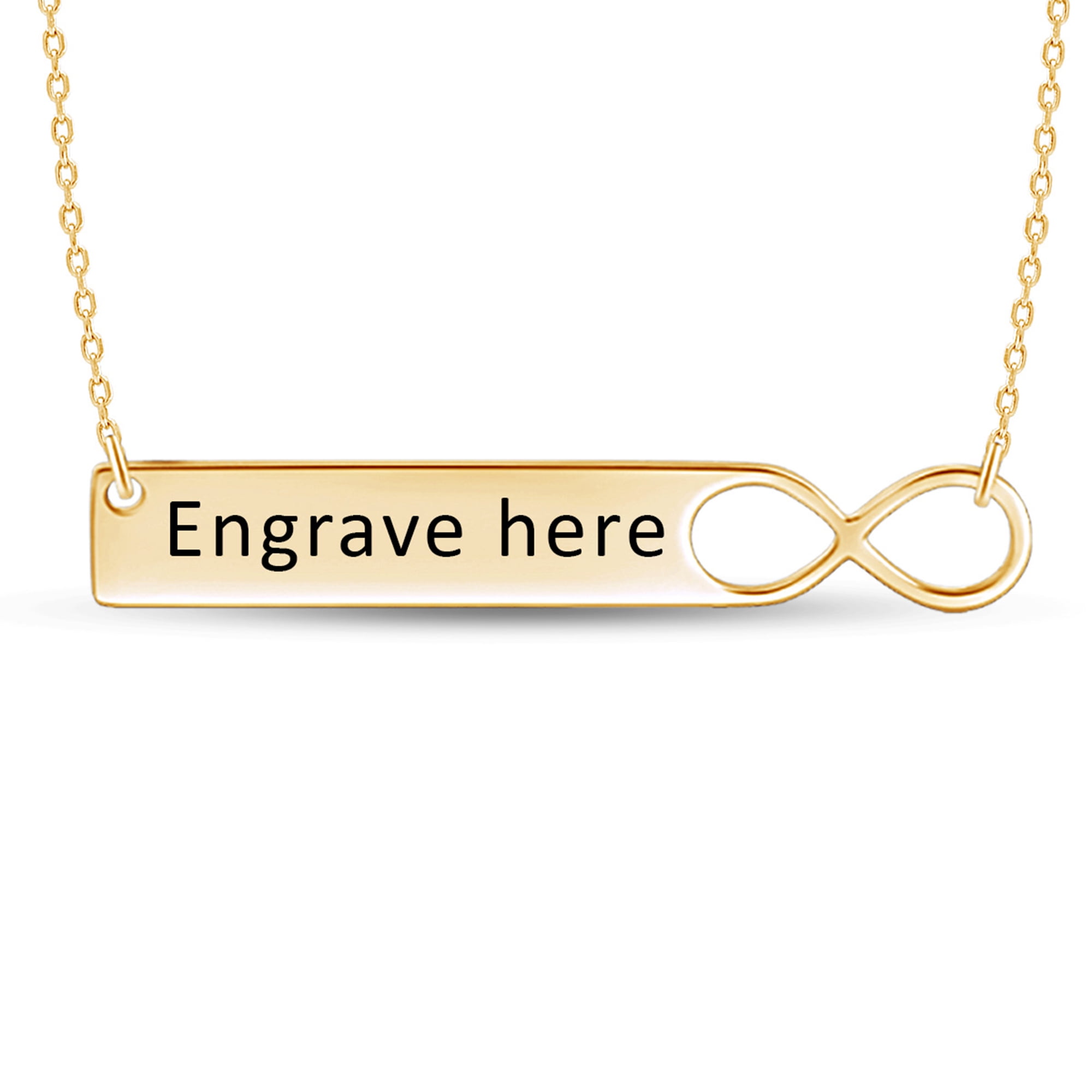 AFFY Engravable Infinity Bar Personalize Pendant Necklace in 14k Yellow Gold Over Sterling Silver