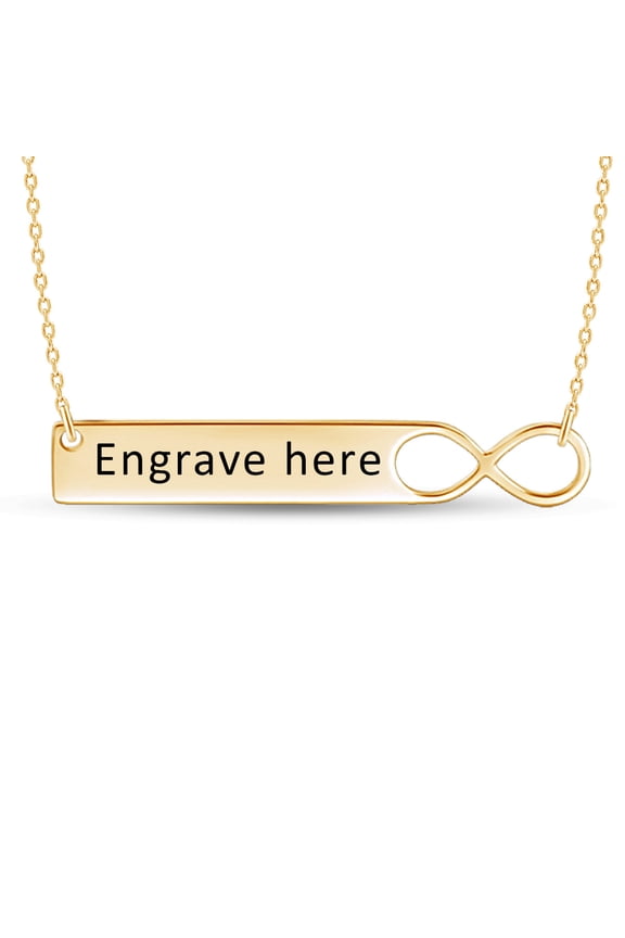 Engravable Infinity Bar Personalize Pendant Necklace in 14k Yellow Gold Over Sterling Silver
