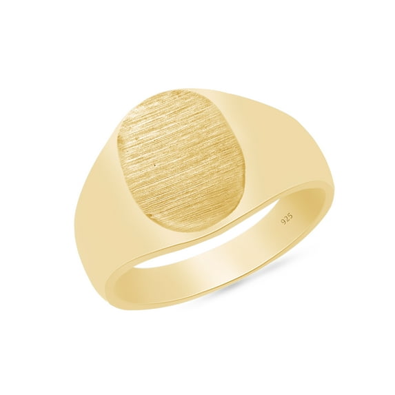 AFFY Engravable Men's Signet Ring In 14K Yellow Gold Plated 925 Sterling Silver Gift For Mens, Ring Size 7.5