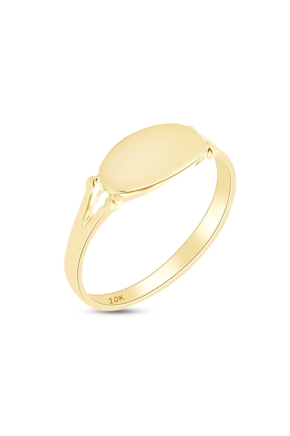 Engravable Signet Ring 10k Yellow Gold for Men & Women Jewelry Ring Size- 10