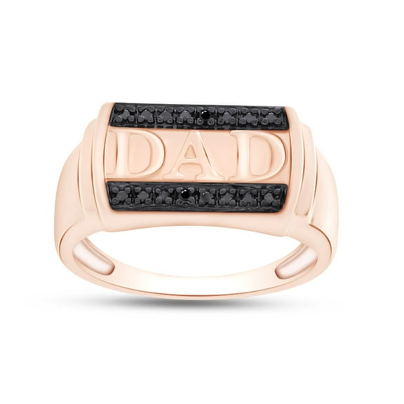 AFFY Enhanced Black Natural Diamond Accent "Dad" Band Ring Mens' Jewelry 14K Rose Gold Over Sterling Silver