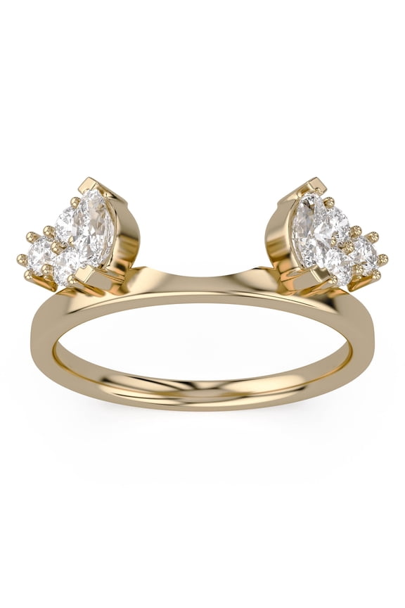Enhancer Guard Ring for Women Marquise & Round Lab Grown Diamond Stackable Wedding Band In 14k Yellow Gold Plated Sterling Silver Jewelry for Her Size 9