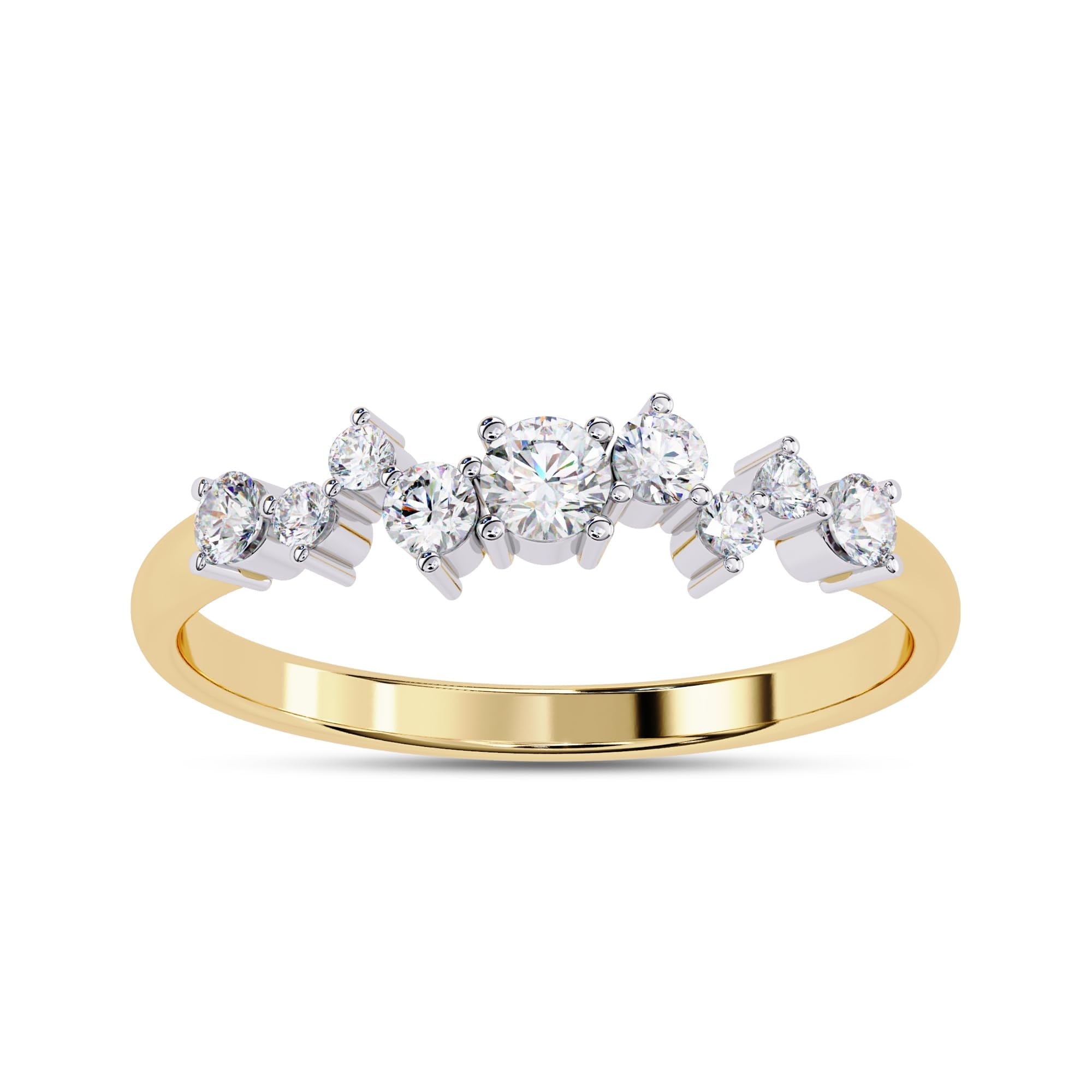 AFFY Eternity Rings for Women, Round Cut Lab Created Moissanite Engagement Wedding Band Ring in 10K Solid Yellow Gold Size-6.5