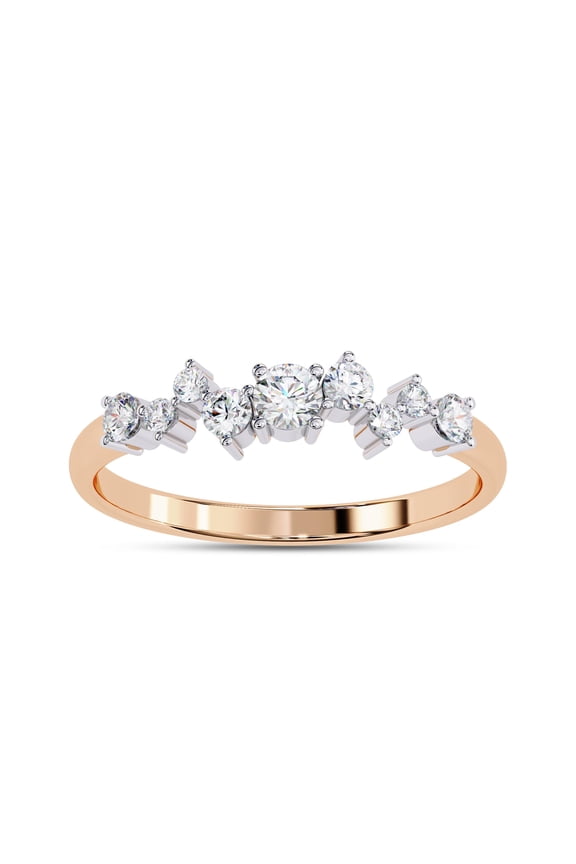 Eternity Rings for Women, Round Cut Lab Created Moissanite Engagement Wedding Band Ring in 14K Solid Rose Gold Size-6