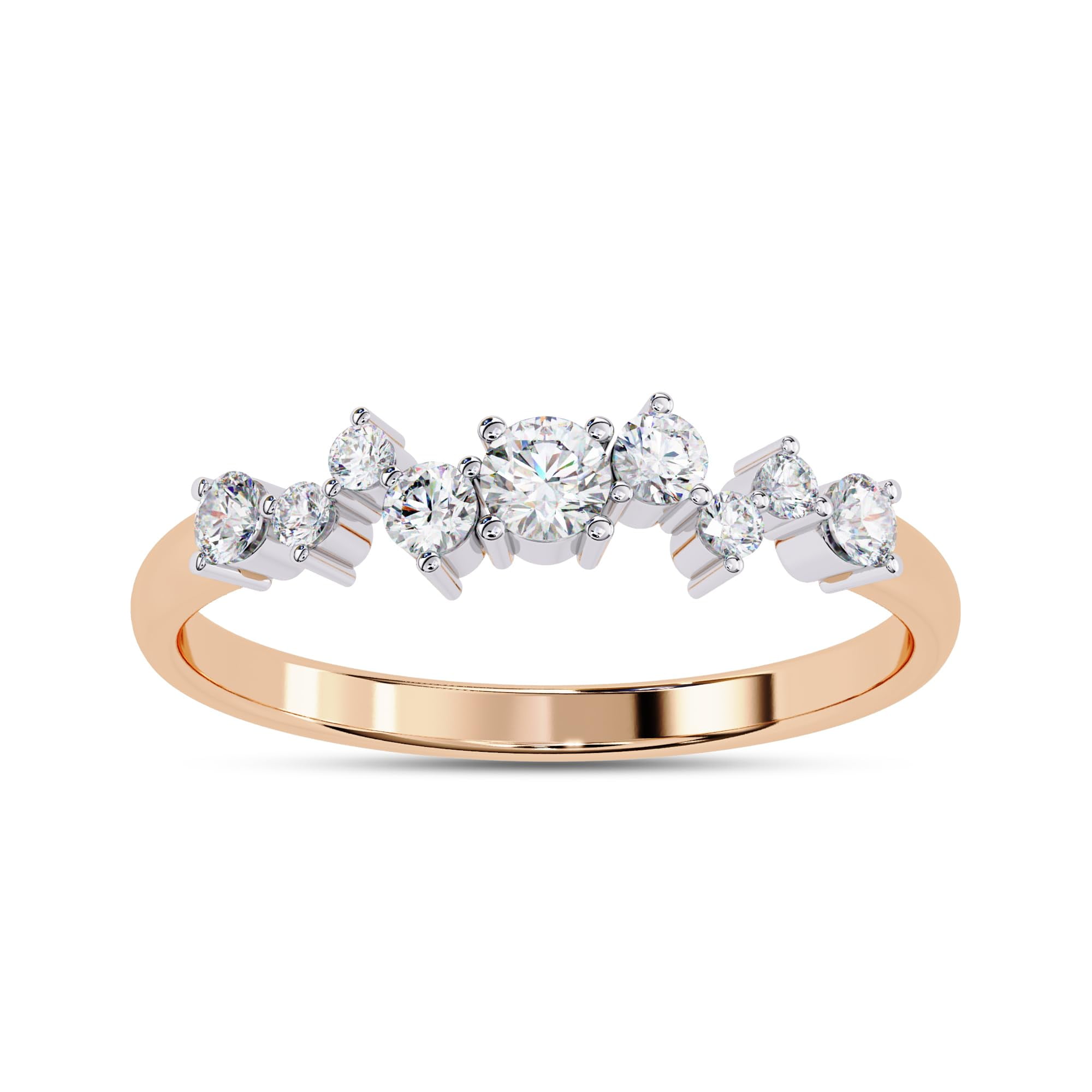 AFFY Eternity Rings for Women, Round Cut Lab Created Moissanite Engagement Wedding Band Ring in 14K Solid Rose Gold Size-7