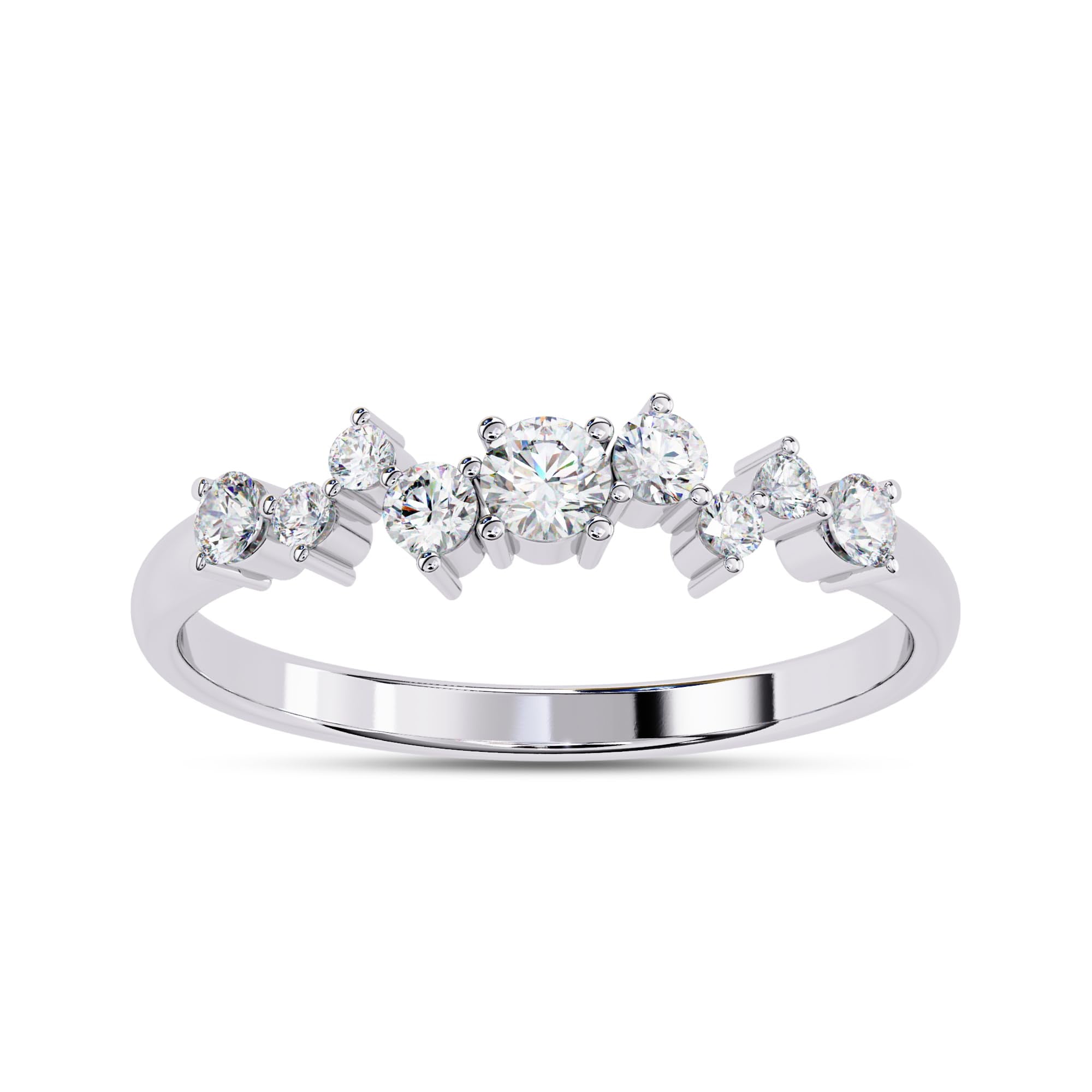 AFFY Eternity Rings for Women, Round Cut Lab Created Moissanite Engagement Wedding Band Ring in 14K Solid White Gold Size-7.5