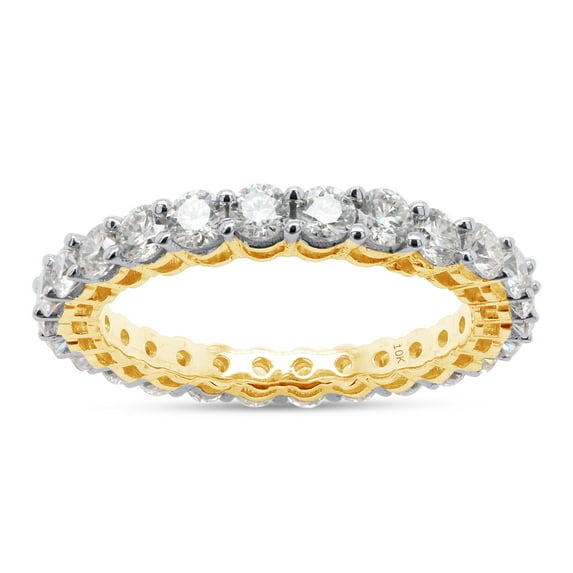 AFFY Eternity Wedding Band for Women | 1.60CT 2.5MM Round Moissanite Diamond | 10K Yellow Gold -9