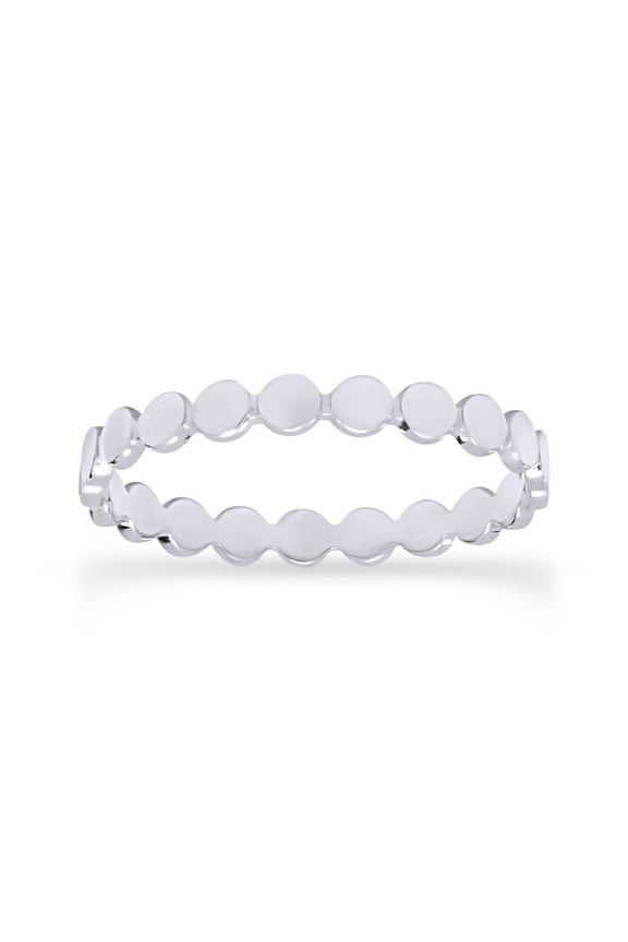 Flat Beaded / Dotted Engagement Wedding Ring Band 10K White Gold Jewelry Gift For Women-8
