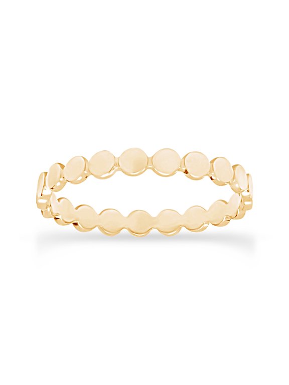 Flat Beaded / Dotted Engagement Wedding Ring Band 10K Yellow Gold Jewelry Gift For Women-7.5