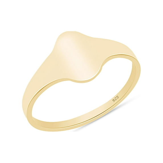 AFFY Flat Oval Top Signet Ring In 14K Yellow Gold Over 925 Sterling Silver (Small) Ring Size 10.5