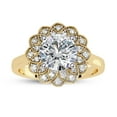 thumbnail image 1 of AFFY Floral Halo Solitaire Engagement Ring for Women, 1.60 Carat (ctw) Round Cut Lab Grown Diamond Ring In 10K Solid Yellow Gold F-G, VS-SI Quality Ring Size-5, 1 of 7