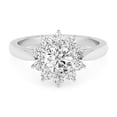 thumbnail image 1 of AFFY Floral Style Engagement Ring For Women, 0.80 Carat (ctw) Lab Created Moissanite Halo Promise Ring For Her In 14k White Gold Over Sterling Silver | VVS1 Quality Ring Size-10, 1 of 5