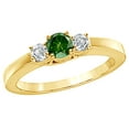 thumbnail image 1 of AFFY Green & White Natural Diamond Three Stone Engagement Ring in 14k Yellow Gold, 1 of 1