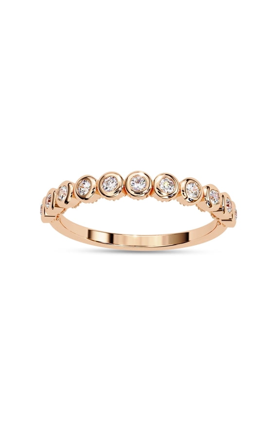 Half Eternity Bubble Wedding Band Ring for Women, 0.17 Carat (ctw) Round Cut Lab Grown Diamond Ring in 14K Rose Gold Plated 925 Sterling Silver Jewelry Gift for Her F-G-H, SI Quality Size-9.5