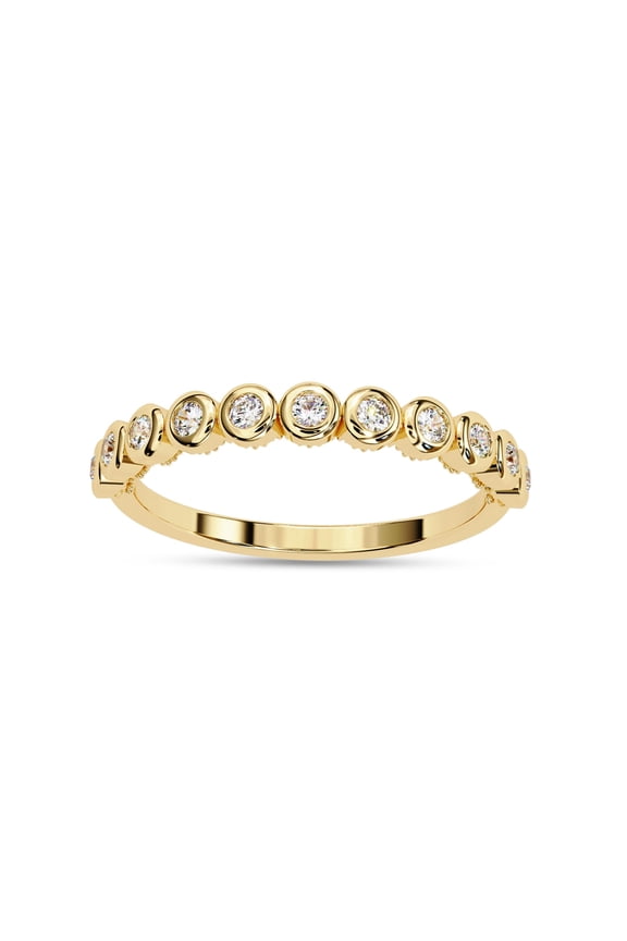 Half Eternity Bubble Wedding Band Rings for Women Round Cut Lab Created Moissanite Anniversary Ring in 14K Solid Yellow Gold Size-5