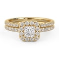 thumbnail image 1 of AFFY Half Eternity Halo Bridal Set Rings for Women, IGI Certified 0.95 Carat (ctw) Princess And Round Cut Lab Grown Diamond Engagement Wedding Ring 14K Solid Yellow Gold F-G, VS-SI Quality Ring-8.5, 1 of 6