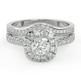 thumbnail image 1 of AFFY Half Eternity Halo Solitaire Bridal Set Ring for Women, 1.00 Carat (ctw) Round Cut Lab Grown Diamond Engagement Wedding Ring In 14K White Gold Over Sterling Silver F-G-H, SI Quality -8, 1 of 6