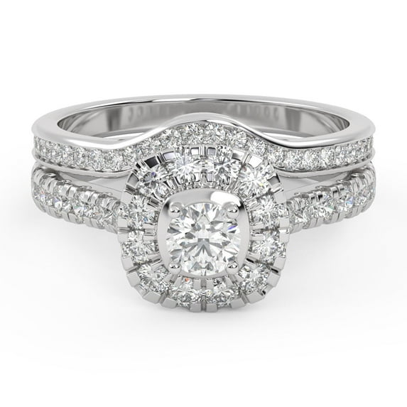 AFFY Half Eternity Halo Solitaire Bridal Set Ring for Women, IGI Certified 1.00 Carat (ctw) Round Cut Lab Grown Diamond Engagement Wedding Ring In 14K Solid White Gold F-G, VS-SI Quality -8